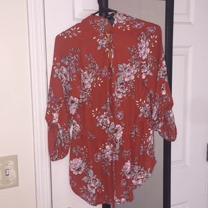 Floral Red Lightweight Longsleeve Shirt